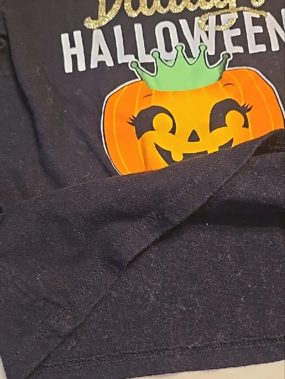 Daddy's Halloween Princess Black Long-Sleeve Kids Tee 3t Glitter